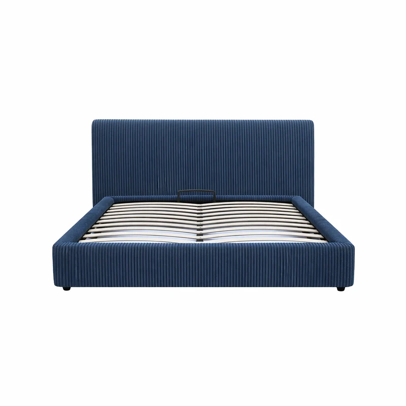 Lit coffre électrique avec tête de lit, velours côtelé, télécommande - Collection Futura design