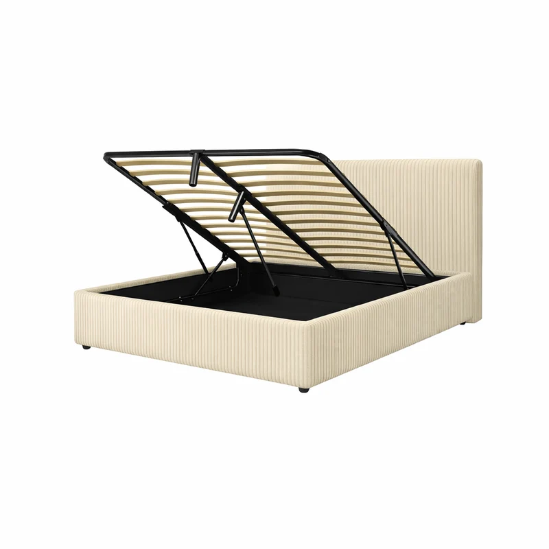 Lit coffre électrique avec tête de lit, velours côtelé, télécommande - Collection Futura design