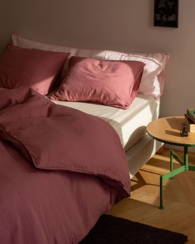 Bettwäsche-Set Leinen Mauve Rose