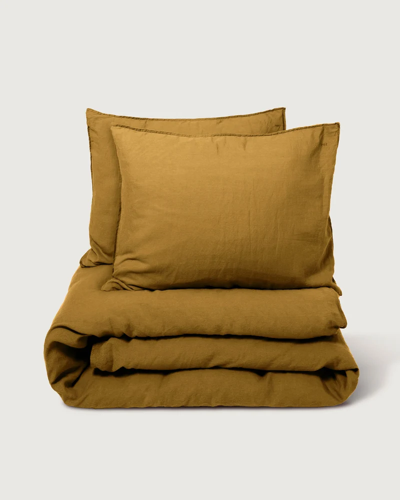 Bettwäsche-Set Leinen Khaki Gold