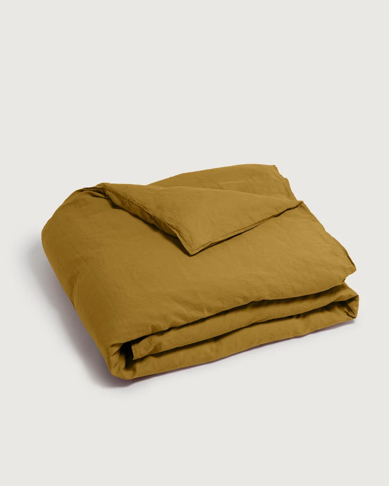 Bettwäsche-Set Leinen Khaki Gold