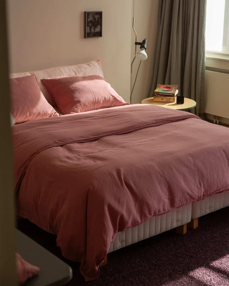 Beddengoed Set Linnen Mauve Rose