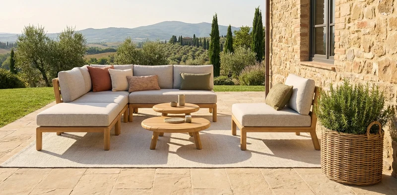 Zeo Living Lounge "Matera" Akazienholz/Olefin