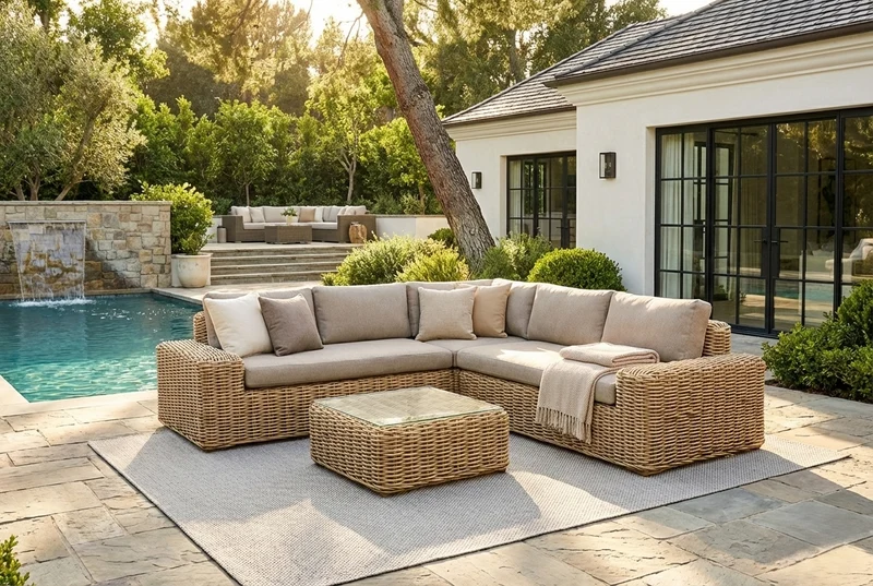 Zeo Living Lounge "Como" Geflecht/Alu Taupe