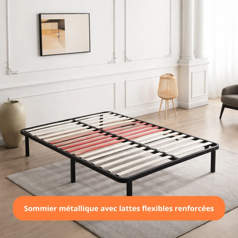 Ensemble literie complet avec matelas et sommier métallique - Collection Basique