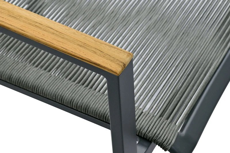 Zeo Living Stapelsessel DL 77 Rope mit Teakarmlehne