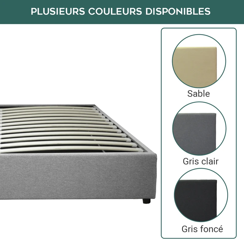 Lit coffre électrique tissu, télécommande; sommier flexible - Collection Futura