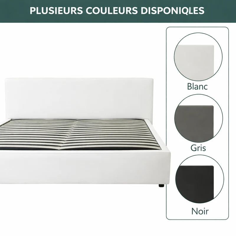 Lit coffre Lit coffre avec tête de lit ouverture latérale et frontale simili cuir - Collection Parallèle design