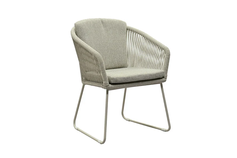Zeo Living Sessel "Mailand" Edelstahl/Rope natur/beige