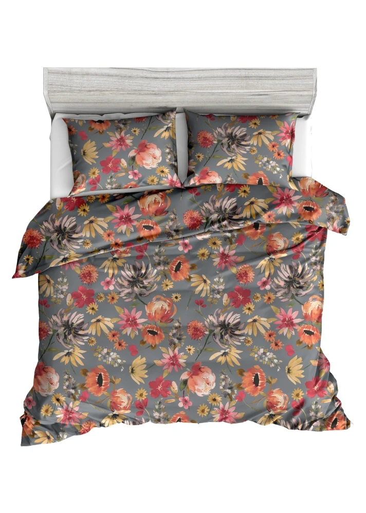 Living Dreams Fein-Satin Bettwäsche Grey Flower