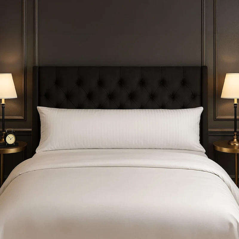 Traversin plumes de canard et duvet, jacquard strié, confort et soutien équilibré - Collection Duvet