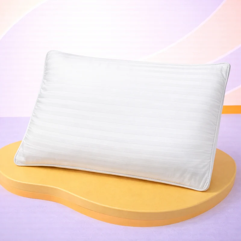 Oreiller plumes de canard et duvet, jacquard strié, confort équilibré - Collection Duvet