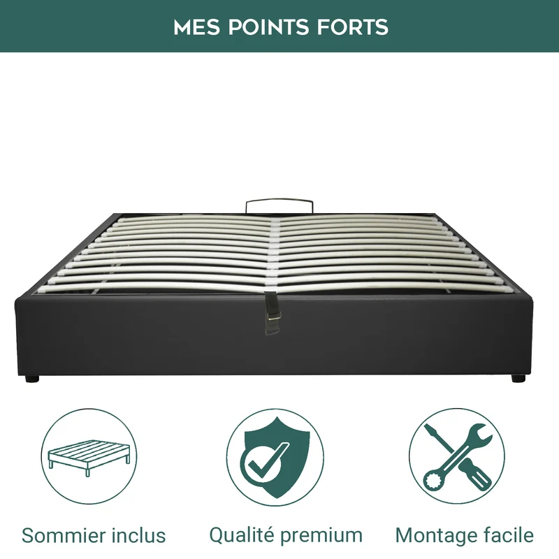 Lit coffre ouverture latérale et frontale velours côtelé - Collection Parallèle