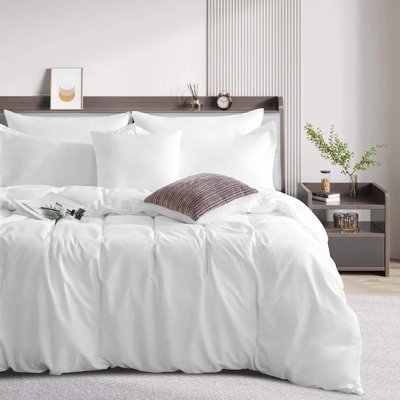 Parure de lit coton blanc, douceur haut de gamme, confort naturel - Collection Coton