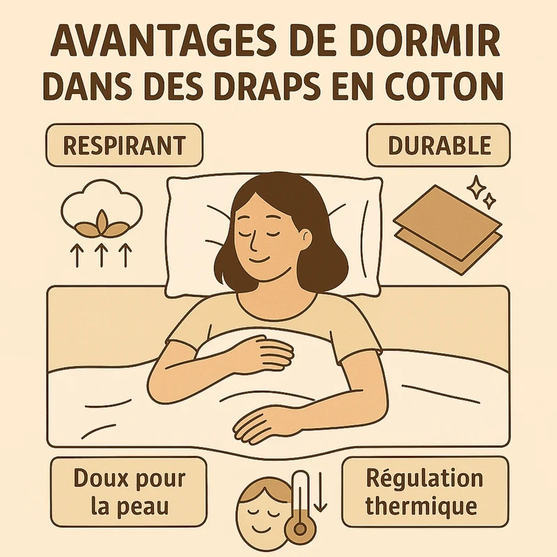 Parure de lit coton blanc, douceur haut de gamme, confort naturel - Collection Coton