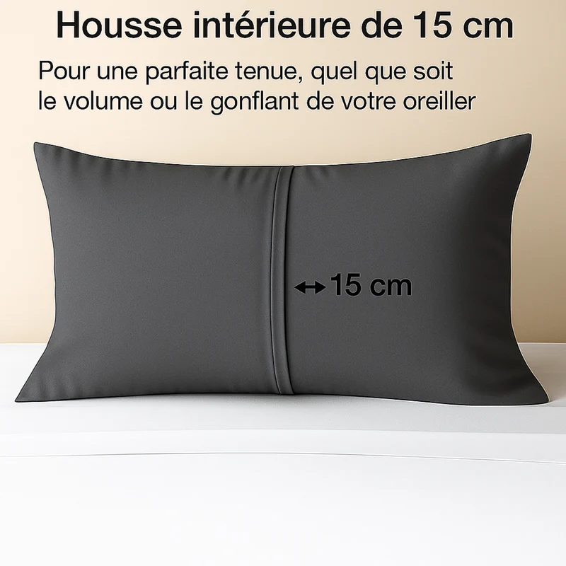 Parure de lit complète gris ardoise, polyester, douce, hypoallergénique - Collection Unie