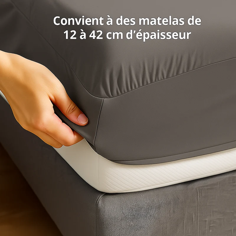 Parure de lit complète gris ardoise, polyester, douce, hypoallergénique - Collection Unie