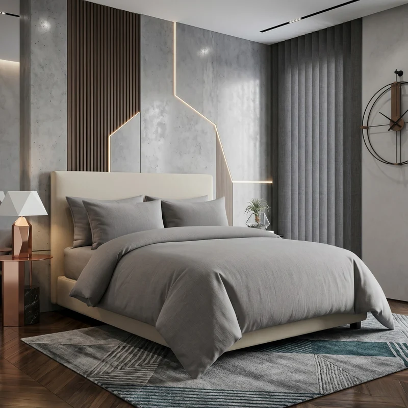 Housse de couette gris clair, douce, respirante - Collection Unie