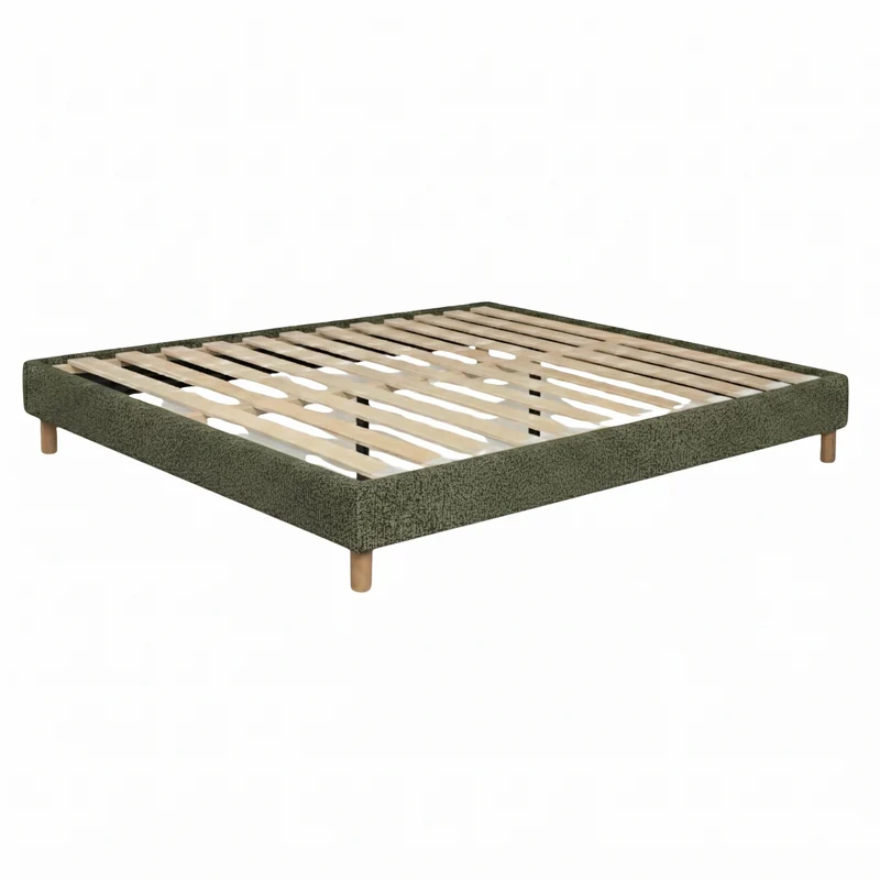 Sommier bouclette, cadre de lit, pieds bois, maintien bassin - Collection Deco