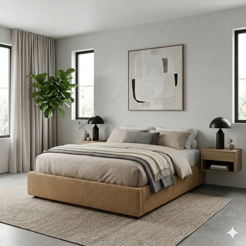 Lit coffre bouclette, lattes flexibles, grand espace de stockage - Collection Vegas