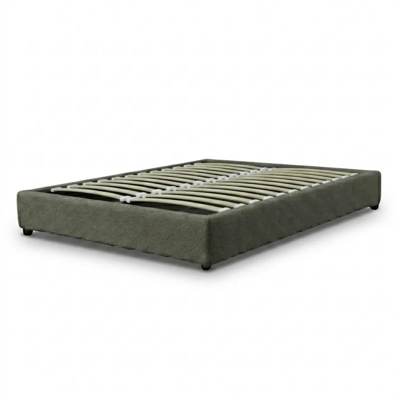 Lit coffre bouclette, lattes flexibles, grand espace de stockage - Collection Vegas