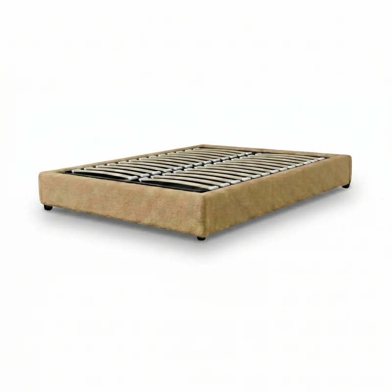 Lit coffre bouclette, lattes flexibles, grand espace de stockage - Collection Vegas