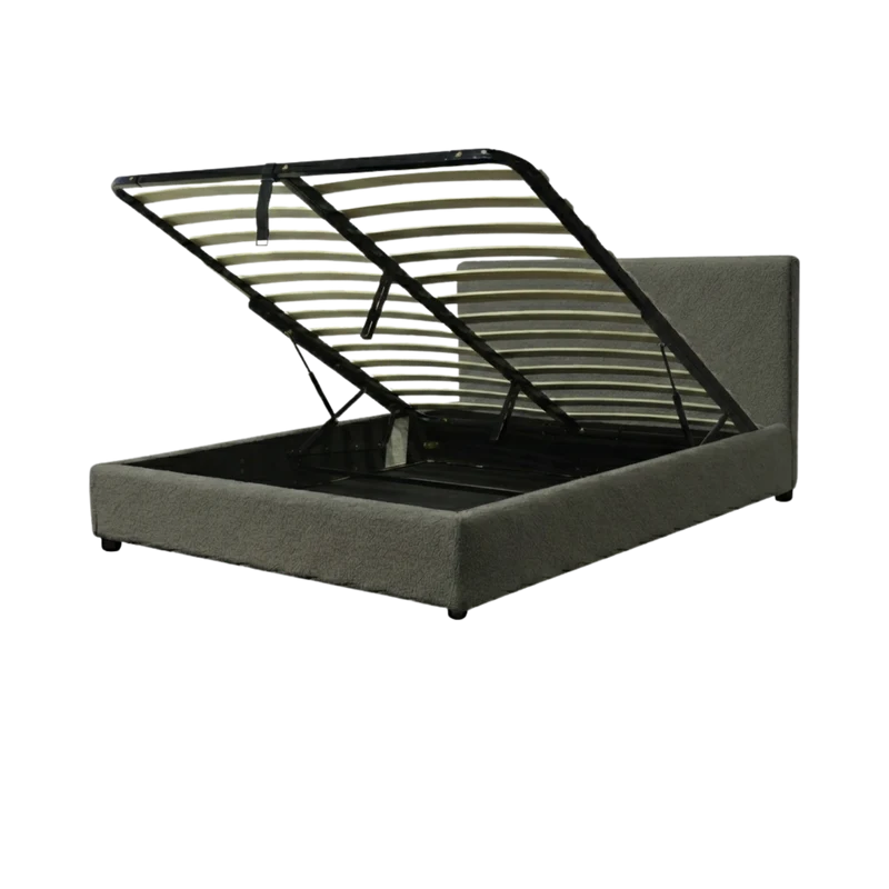 Lit coffre bouclette, tête de lit, grand espace de stockage - Collection Versailles