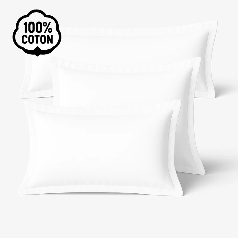 Taie d’oreiller coton blanc, douceur haut de gamme, confort naturel - Collection Coton