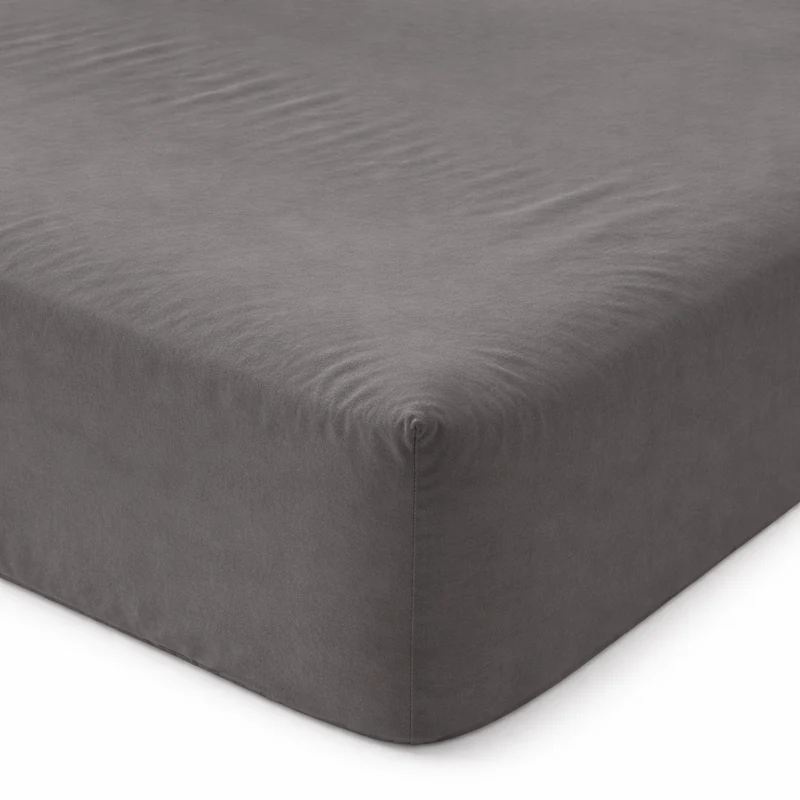 Drap housse élastique, respirant, gris foncé - Collection Unie