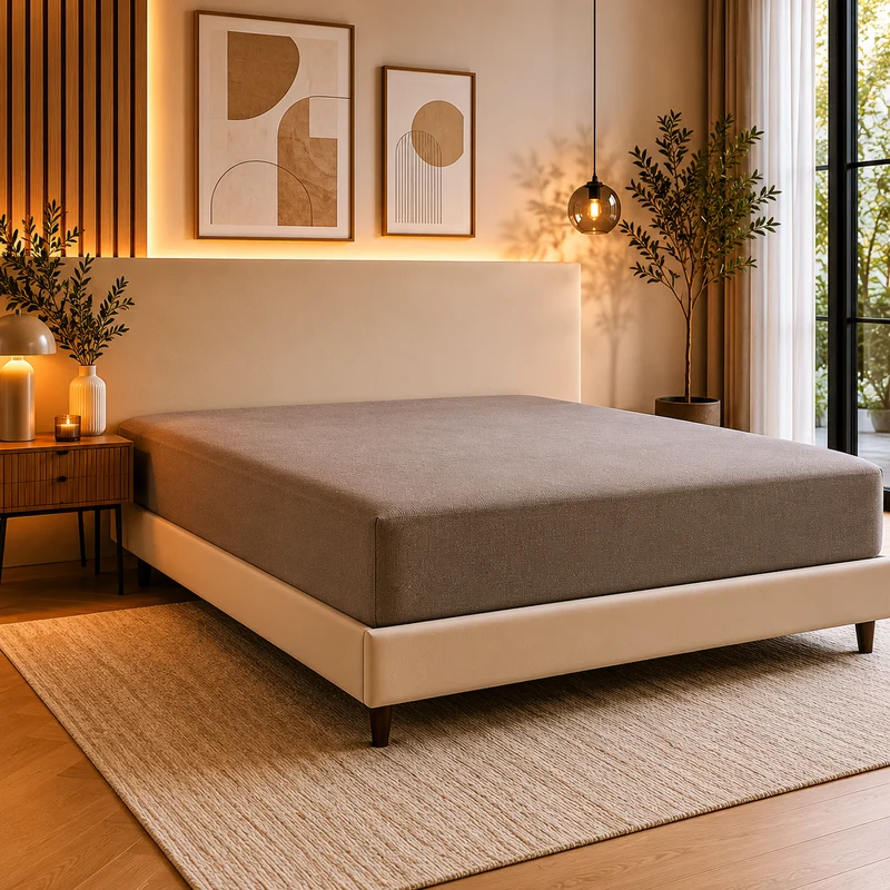 Drap housse élastique, respirant, gris clair - Collection Unie