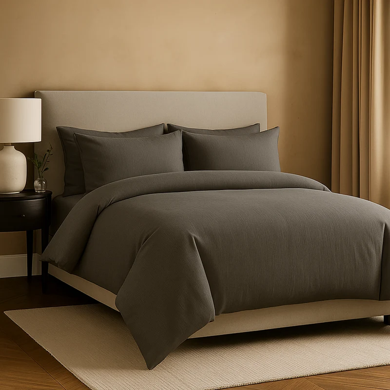 Taie d’oreiller gris ardoise, douce, respirante, lavable, durable - Collection Unie