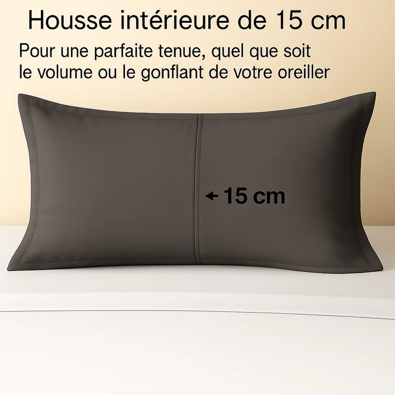 Taie d’oreiller gris ardoise, douce, respirante, lavable, durable - Collection Unie