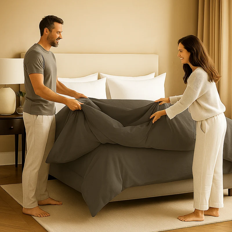 Housse de couette gris foncé, douce, respirante - Collection Unie