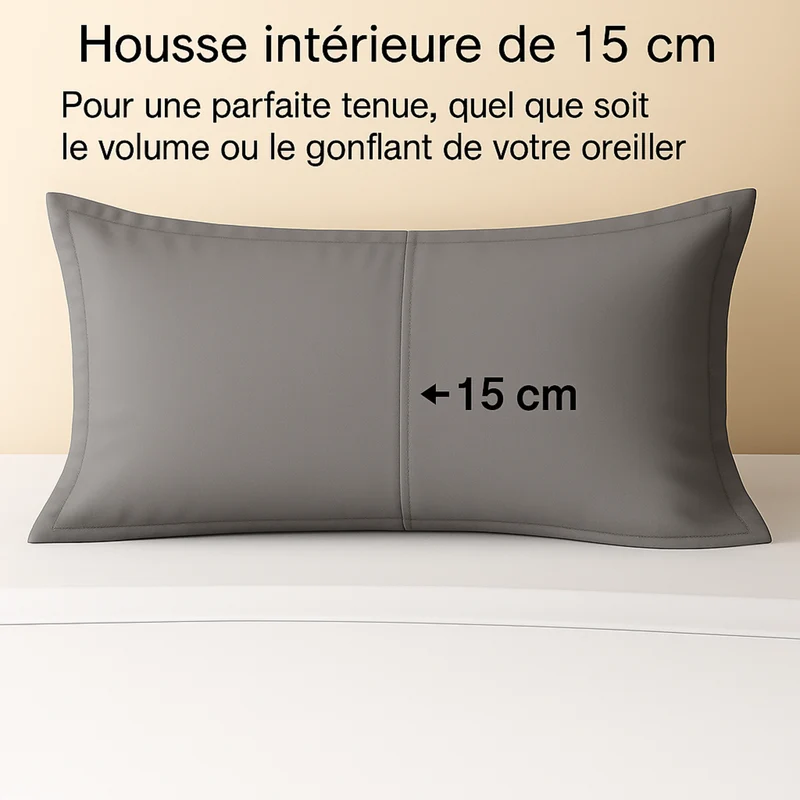 Taie d’oreiller gris perle, douce, respirante, lavable, durable - Collection Unie