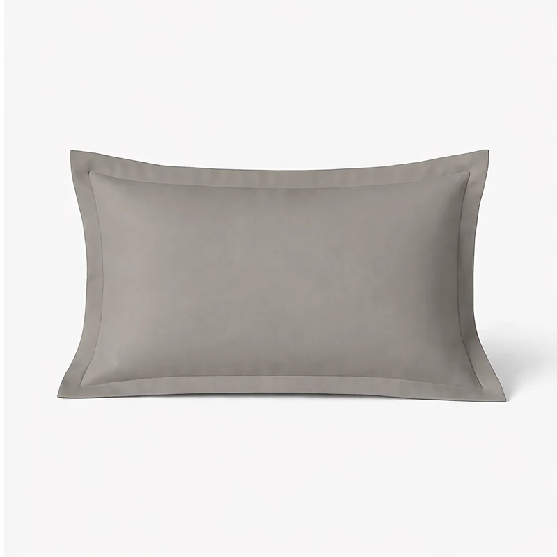 Taie d’oreiller gris perle, douce, respirante, lavable, durable - Collection Unie
