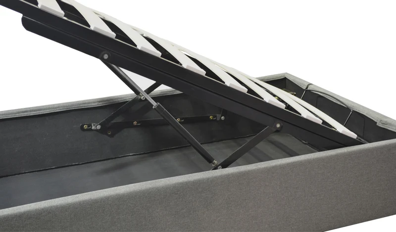 Lit coffre tissu, lattes flexibles, grand espace de stockage - Collection Vegas
