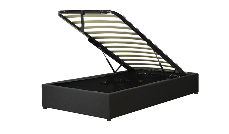 Lit coffre tissu, lattes flexibles, grand espace de stockage - Collection Vegas