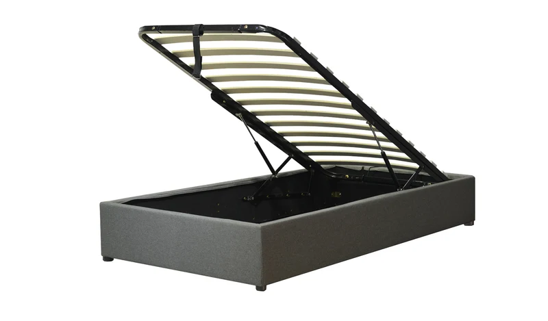 Lit coffre tissu, lattes flexibles, grand espace de stockage - Collection Vegas