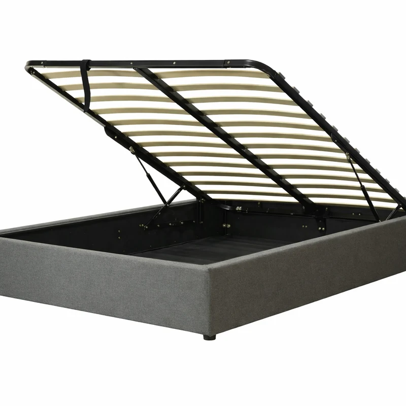 Lit coffre tissu, lattes flexibles, grand espace de stockage - Collection Vegas