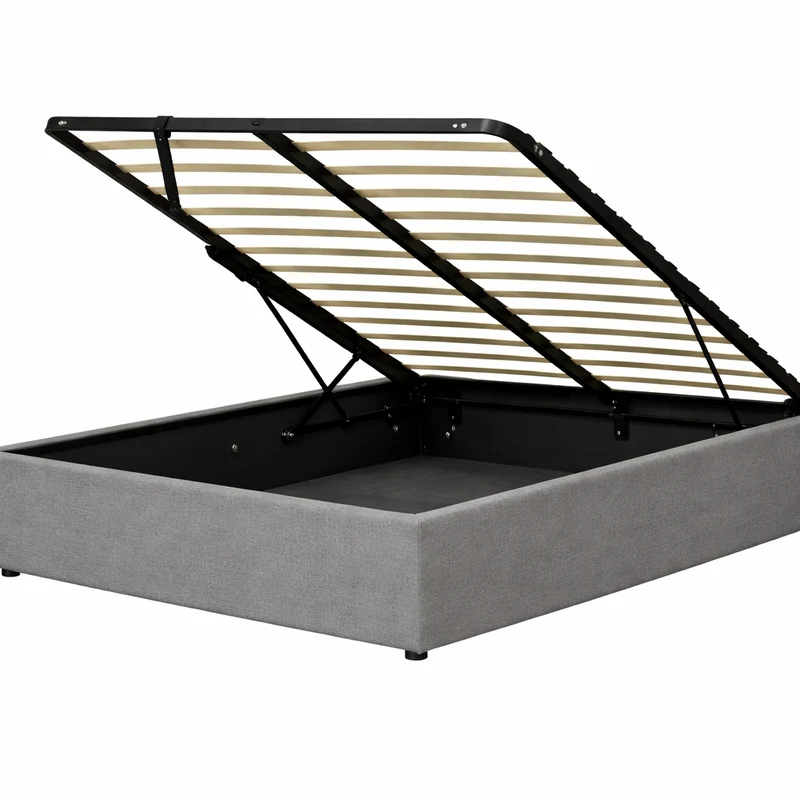 Lit coffre tissu, lattes flexibles, grand espace de stockage - Collection Vegas