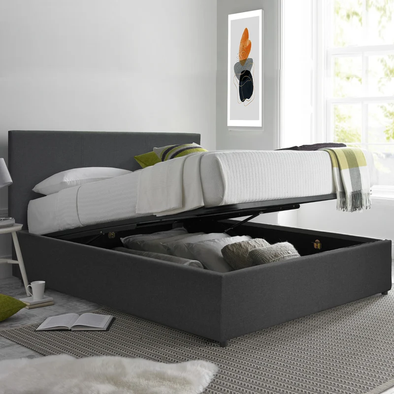 Lit coffre VariLuxe innovant - Tête de lit interchangeable : Tissu et grand coffre