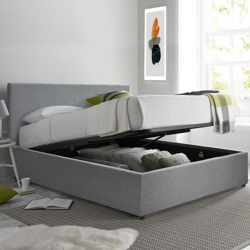 Lit coffre VariLuxe innovant - Tête de lit interchangeable : Tissu et grand coffre