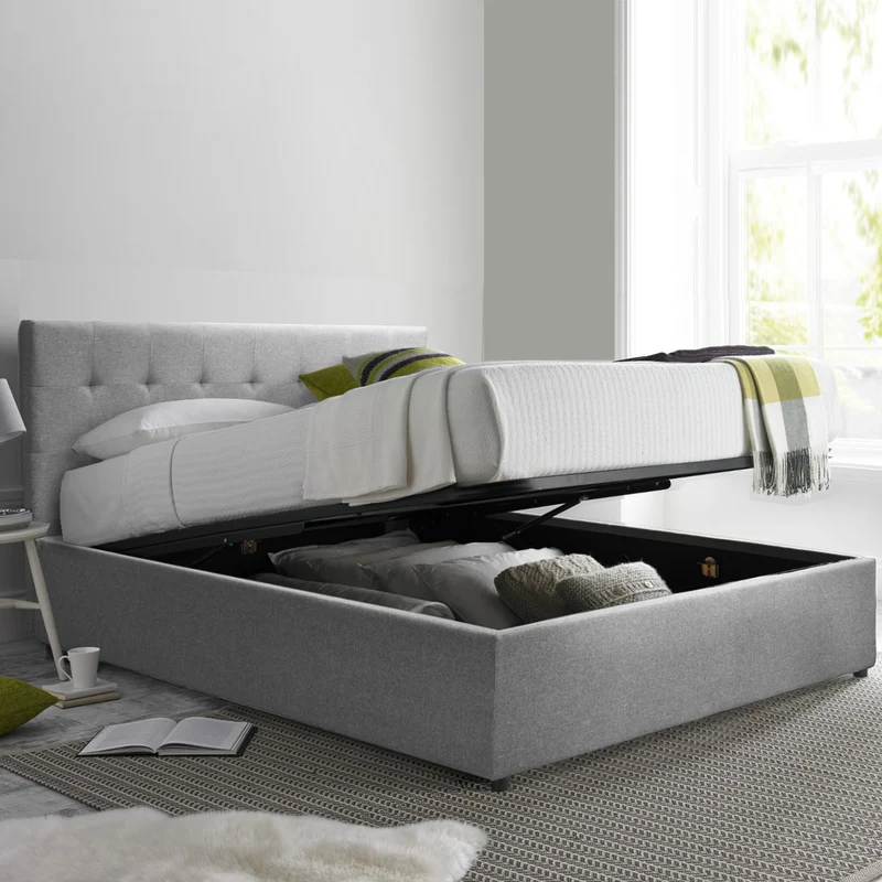 Lit coffre VariLuxe innovant - Tête de lit interchangeable : Tissu et grand coffre