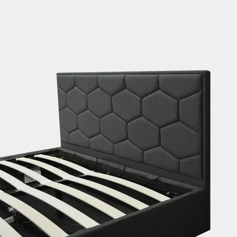 Lit coffre VariLuxe innovant - Tête de lit interchangeable : Tissu et grand coffre
