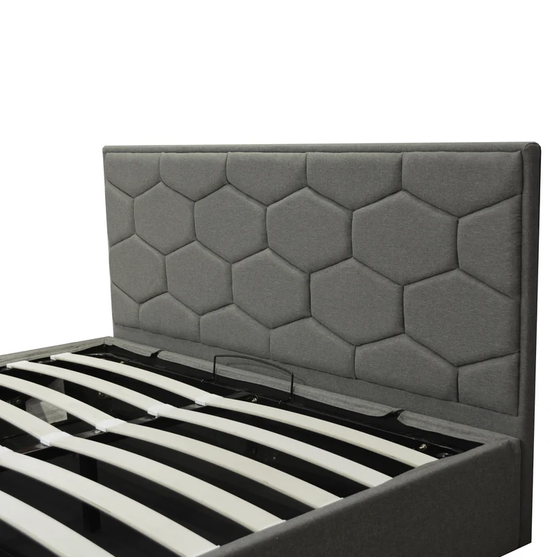 Lit coffre VariLuxe innovant - Tête de lit interchangeable : Tissu et grand coffre