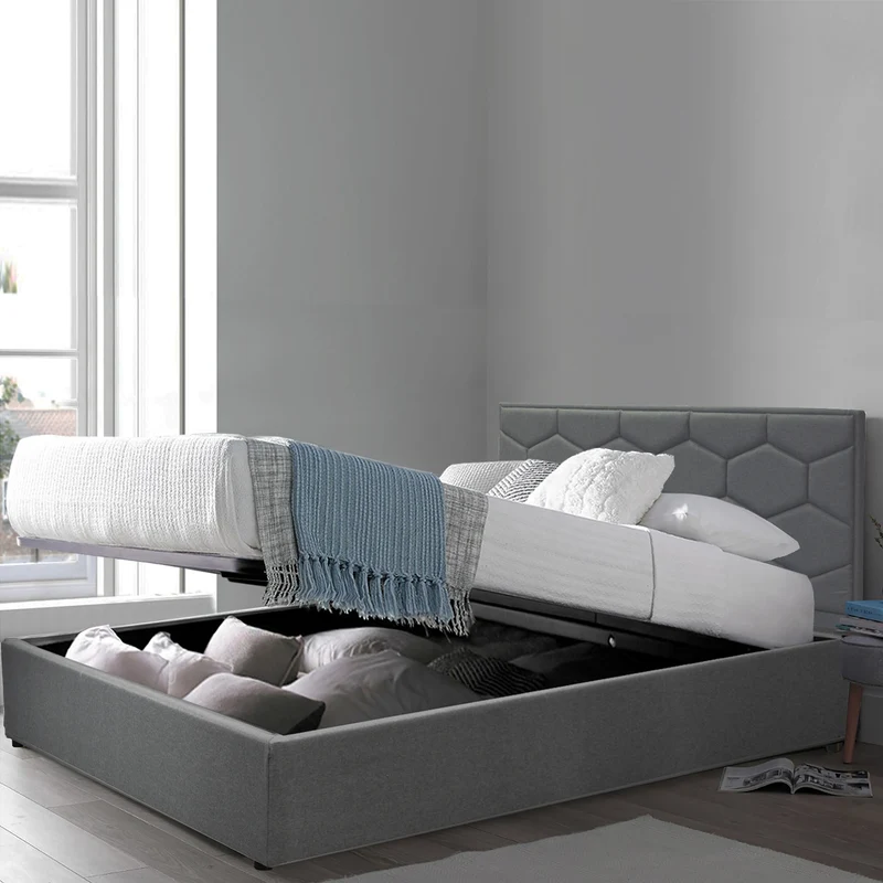 Lit coffre VariLuxe innovant - Tête de lit interchangeable : Tissu et grand coffre
