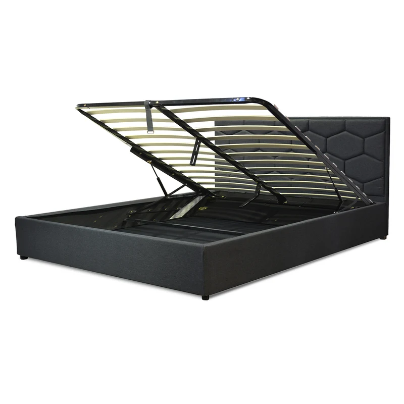 Lit coffre VariLuxe innovant - Tête de lit interchangeable : Tissu et grand coffre