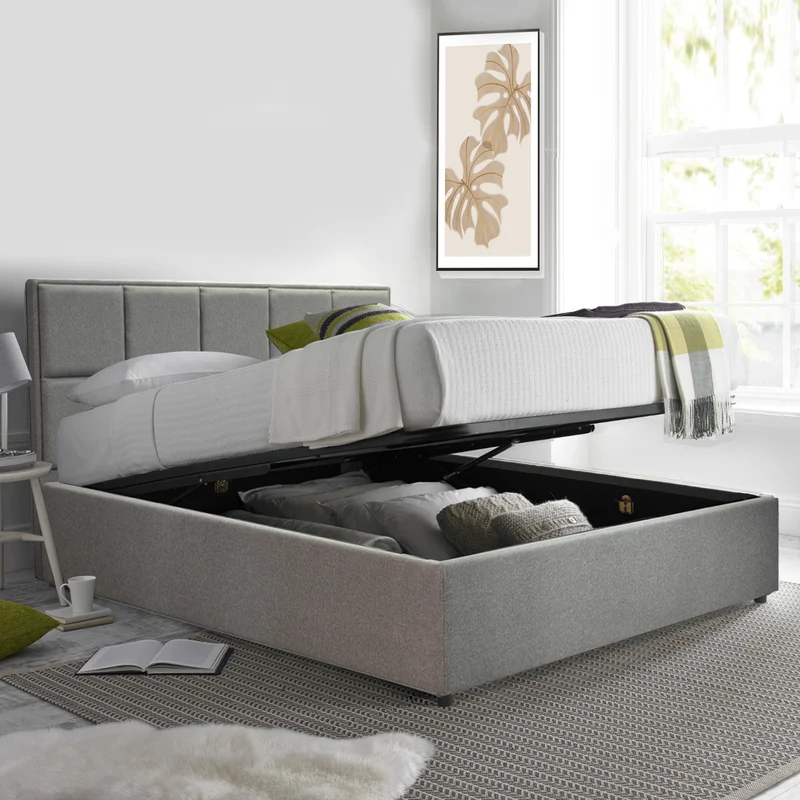Lit coffre VariLuxe innovant - Tête de lit interchangeable : Tissu et grand coffre