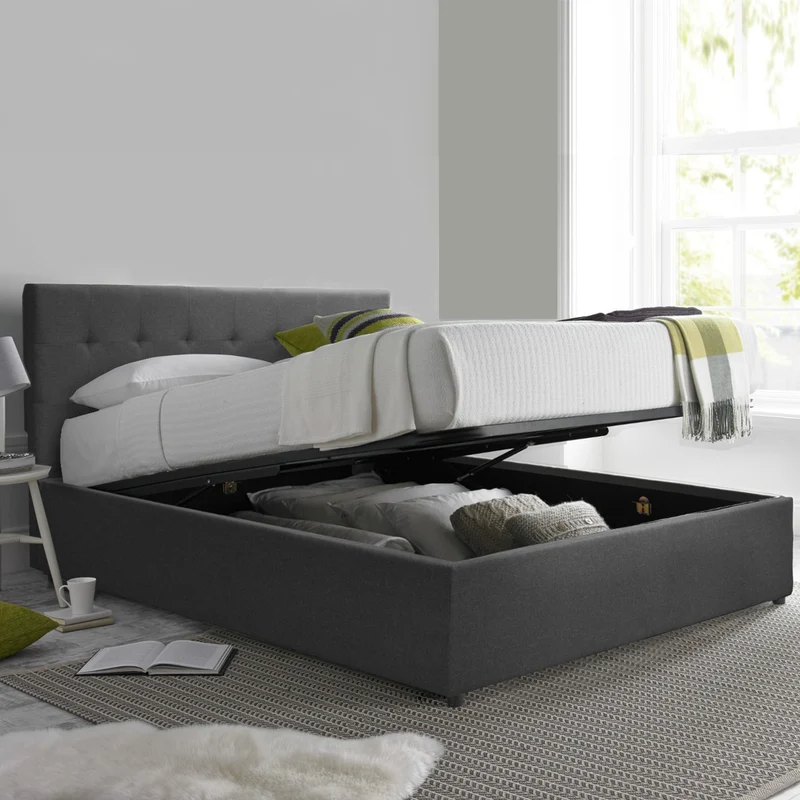 Lit coffre VariLuxe innovant - Tête de lit interchangeable : Tissu et grand coffre