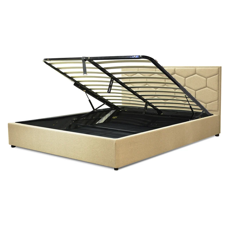 Lit coffre VariLuxe innovant - Tête de lit interchangeable : Tissu et grand coffre